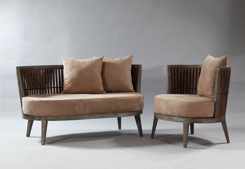 Bamboo Love Seat & Lounge Chair by Industria.