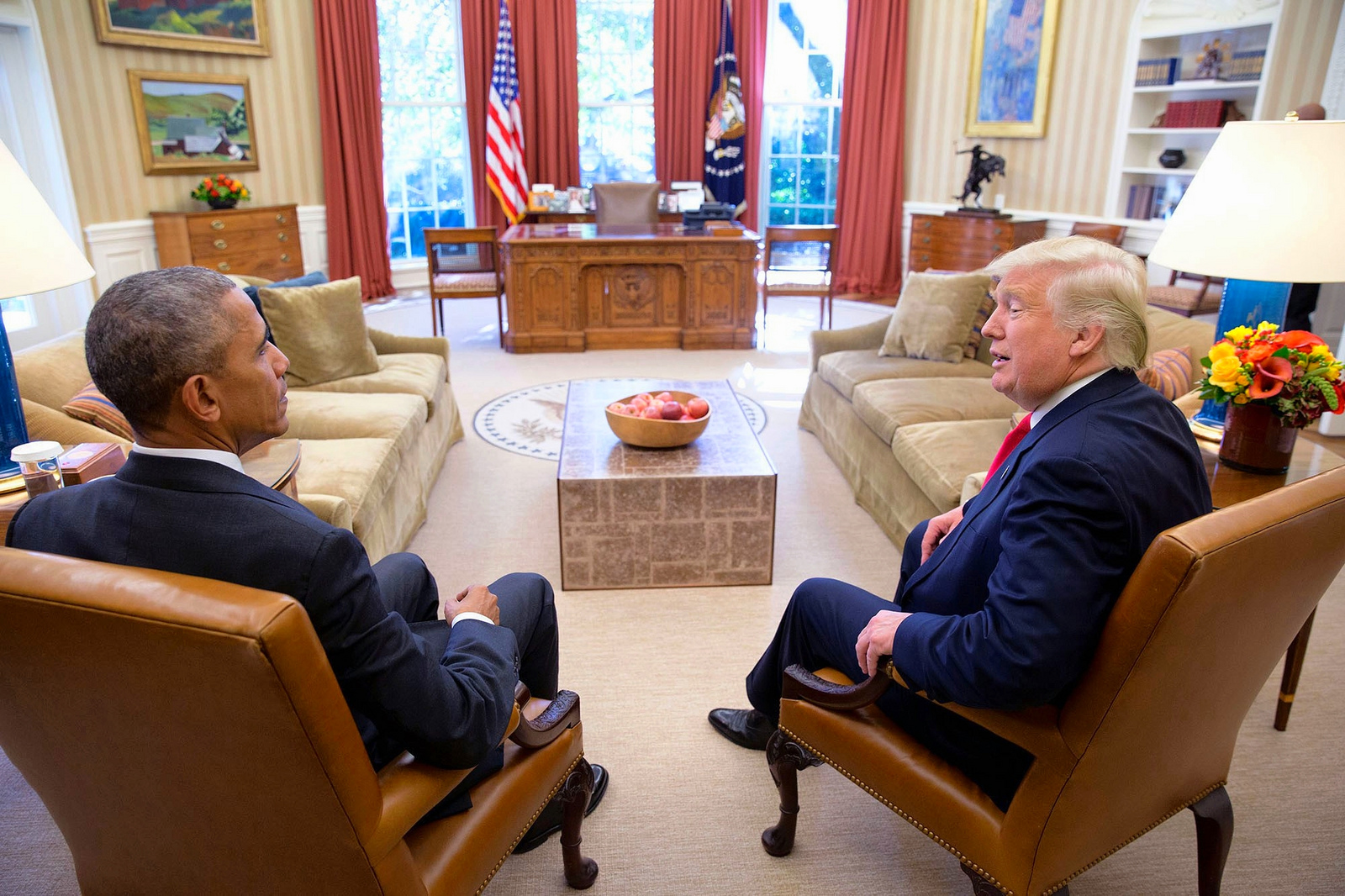 Trump and Obama in the Oval Room - Photo by Karl-Ludwig Poggemann; CC.