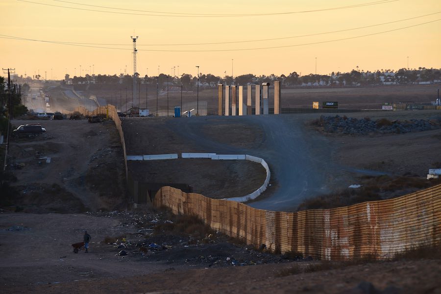 Trump US-Mexico border wall prototypes. Photo: courtesy of MAGA.
