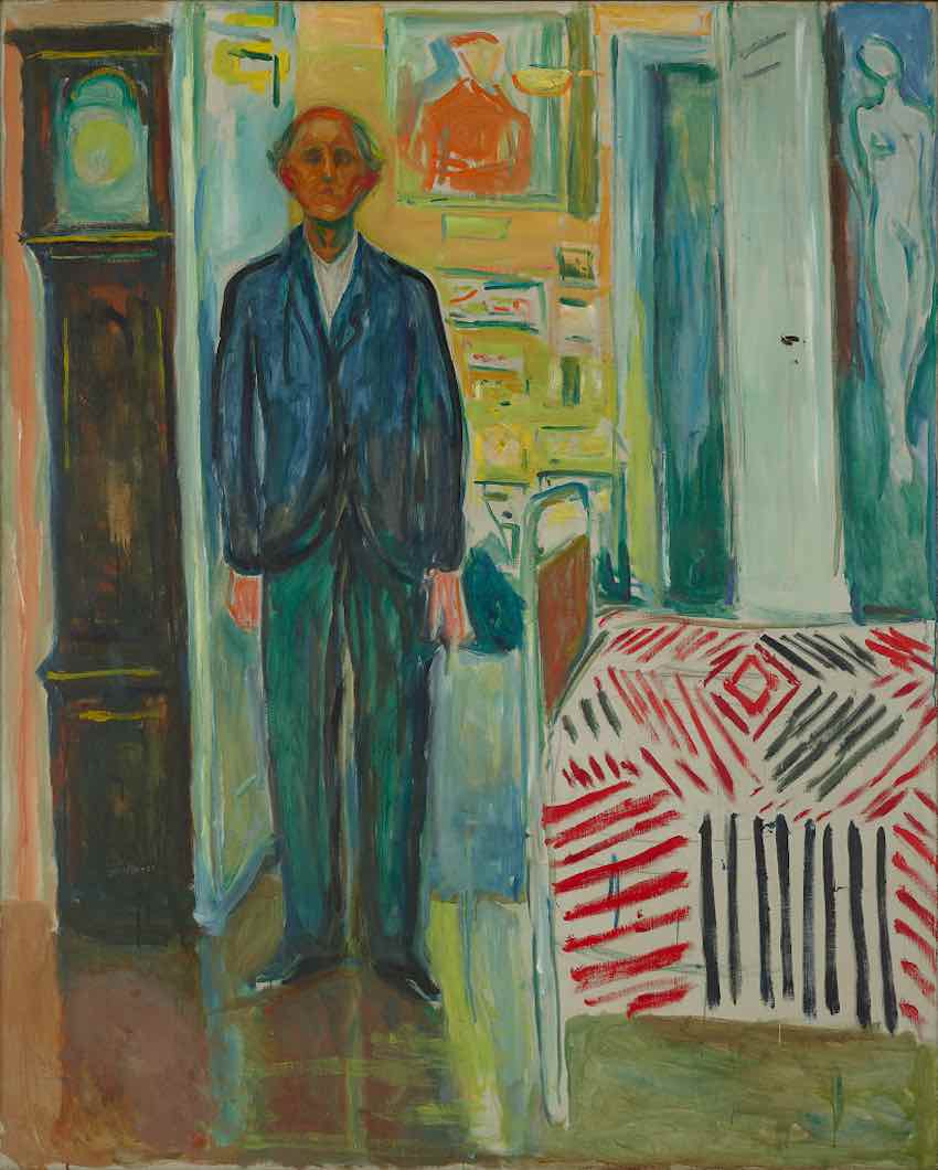 Edvard Munch's self-portrait "Between the Clock and the Bed". Courtesy of Munch Museum.