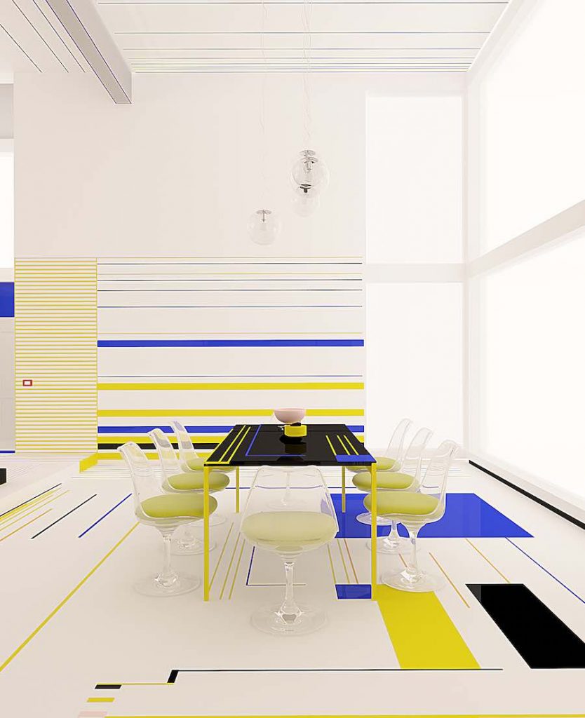Breakfast with Mondrian concept-apartment by Brani & Desi - Photo: courtesy of Brani & Desi.