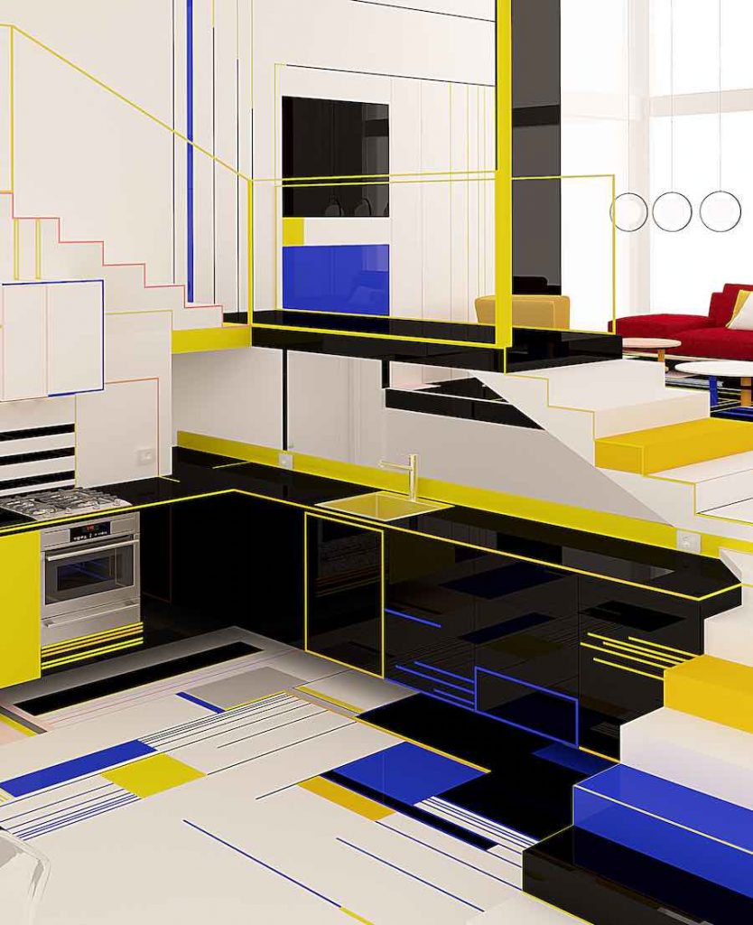 Breakfast with Mondrian concept-apartment by Brani & Desi - Photo: courtesy of Brani & Desi.