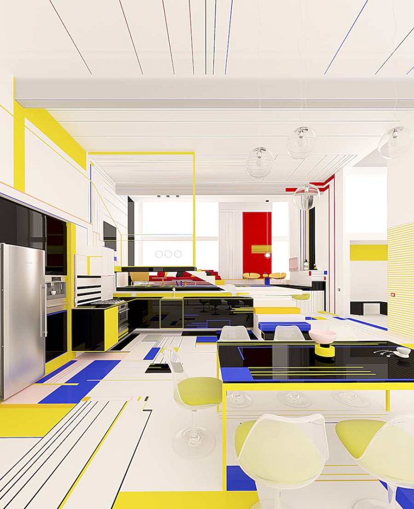 Breakfast with Mondrian concept-apartment by Brani & Desi - Photo: courtesy of Brani & Desi.