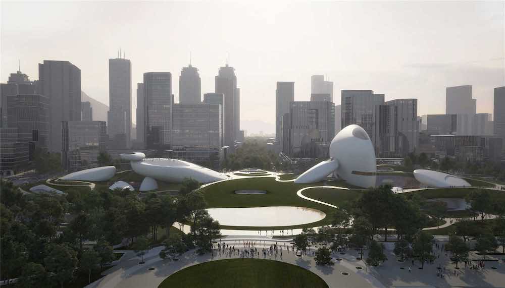 Shenzhen Bay Culture Park masterplan by MAD Architects - Image by PROLOOG, courtesy fo MAD Architects.