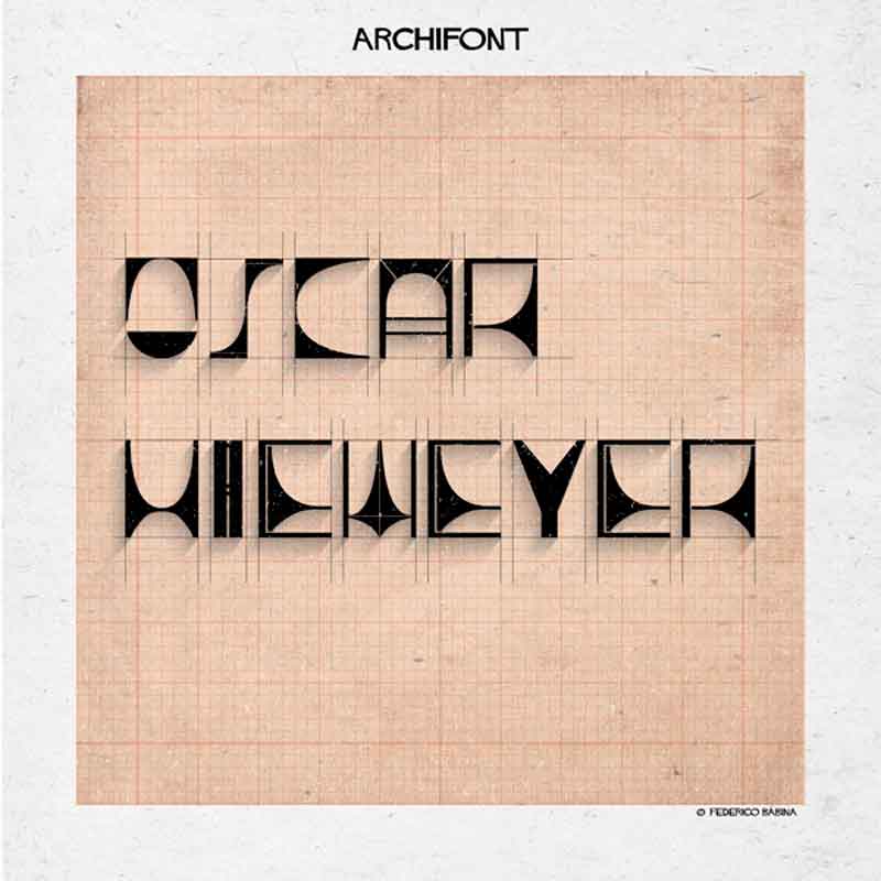 Archifont series by Federico Babina - Oscar Niemeyer.