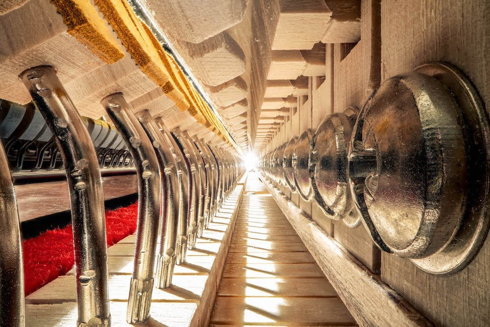Architecture in Music photo project by Charles Brooks, inside a Fazioli Grand Piano.