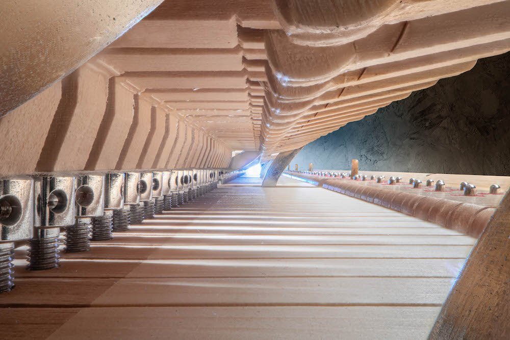 Architecture in Music photo project by Charles Brooks, inside a Fazioli Grand Piano.