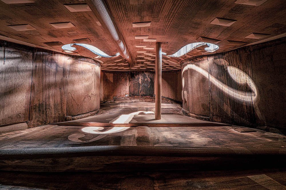 Architecture in Music photo project by Charles Brooks, inside a Theress Double Bass.