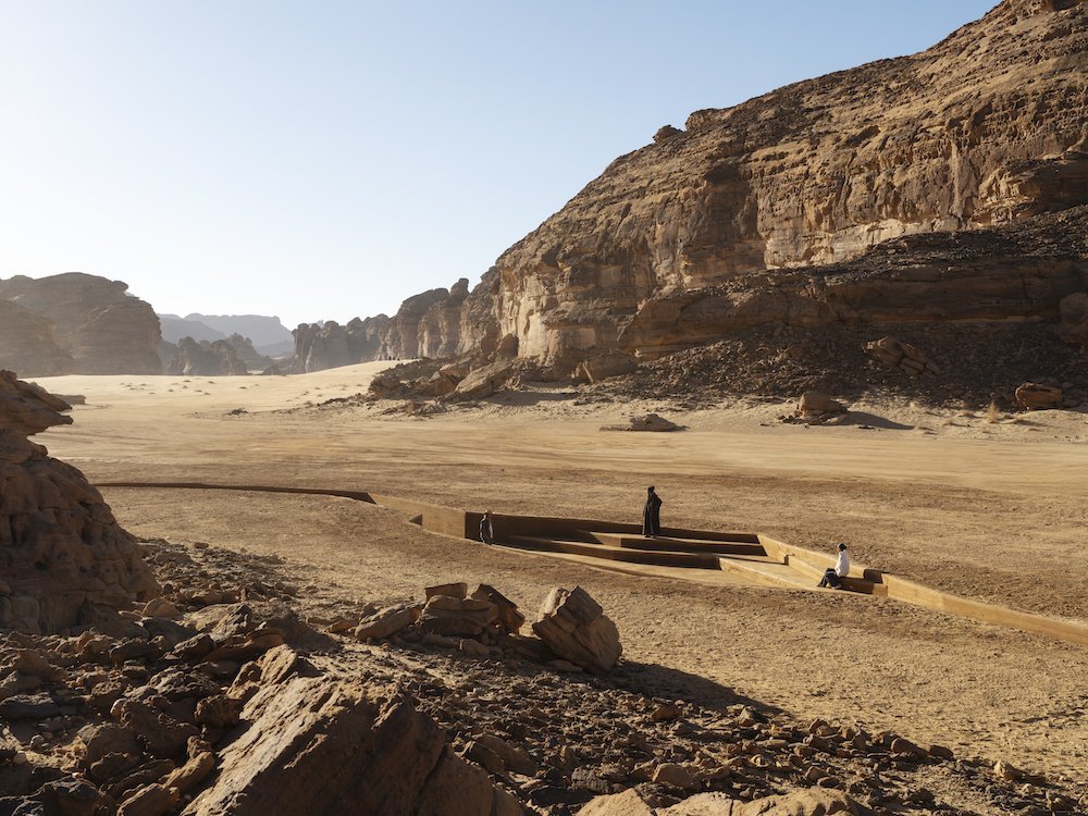 Sara Alissa and Nojoud Alsudairi, Invisible Possibilities_ When the Earth Began to Look at Itself, Desert X AlUla 2024, photo by Lance Gerber, courtesy of The Royal Commission for AlUla.