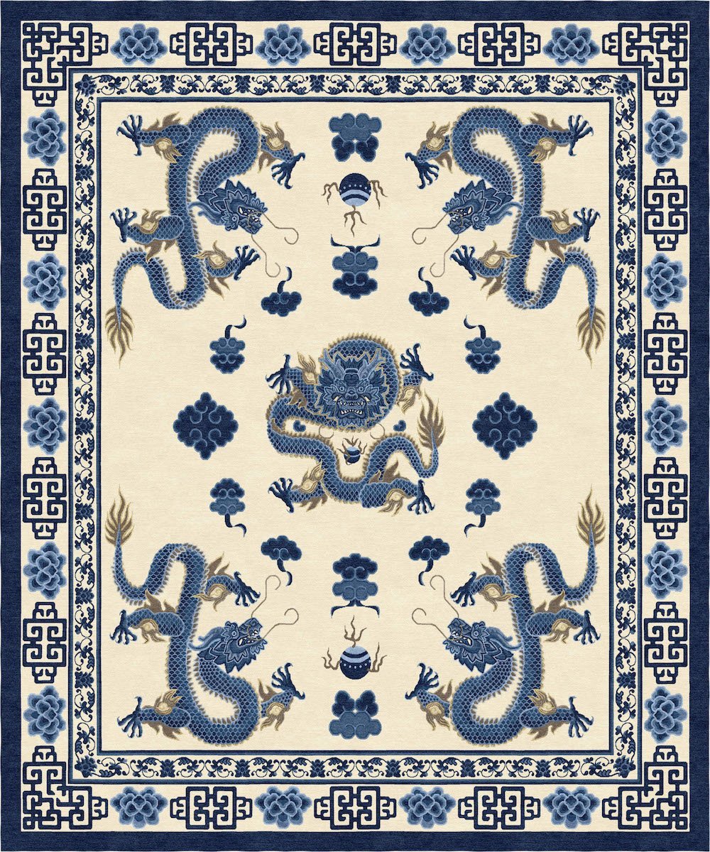 Temple Ceremony Chinese Blue carpet by Tapis Rouge - Photo by Tapis Rouge.