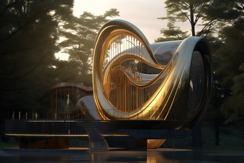 Home Sound. Harp-inspired AI home by Marcus Byrne - Image by Marcus Byrne.