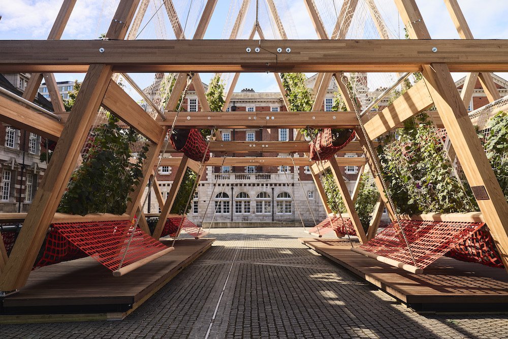 Vert Pavilion by Diez Office, the American Hardwood Export Council and OMCºC at London Design Festival 2024 - Photo by Petr Krejci, courtesy of AHEC.