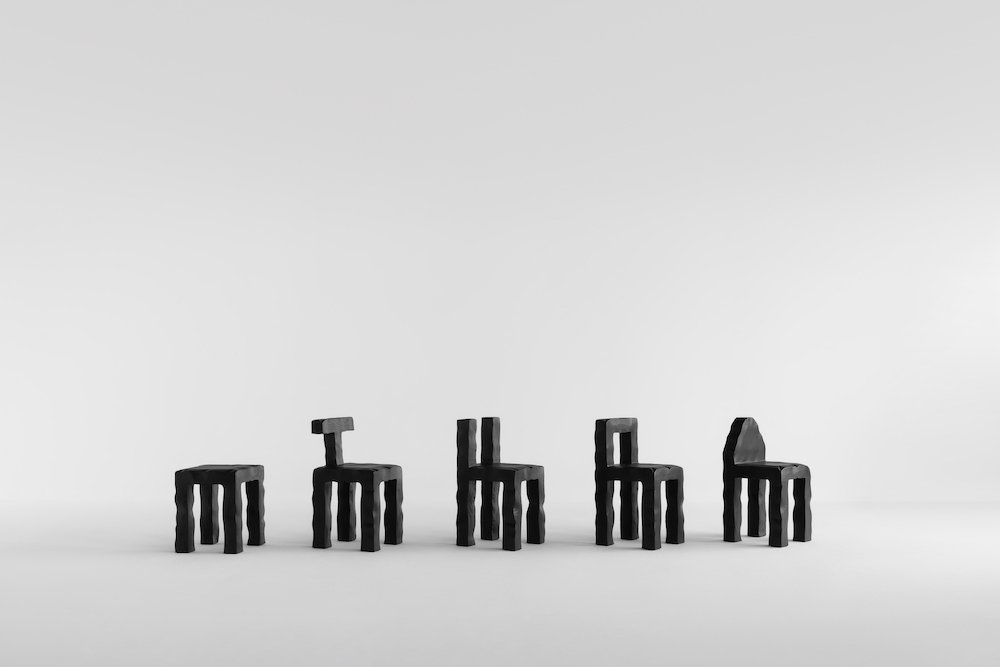 '0.5 EDITIONS SET' chairs by KAMEH at Editions - Courtesy of Dubai Design Week 2024.