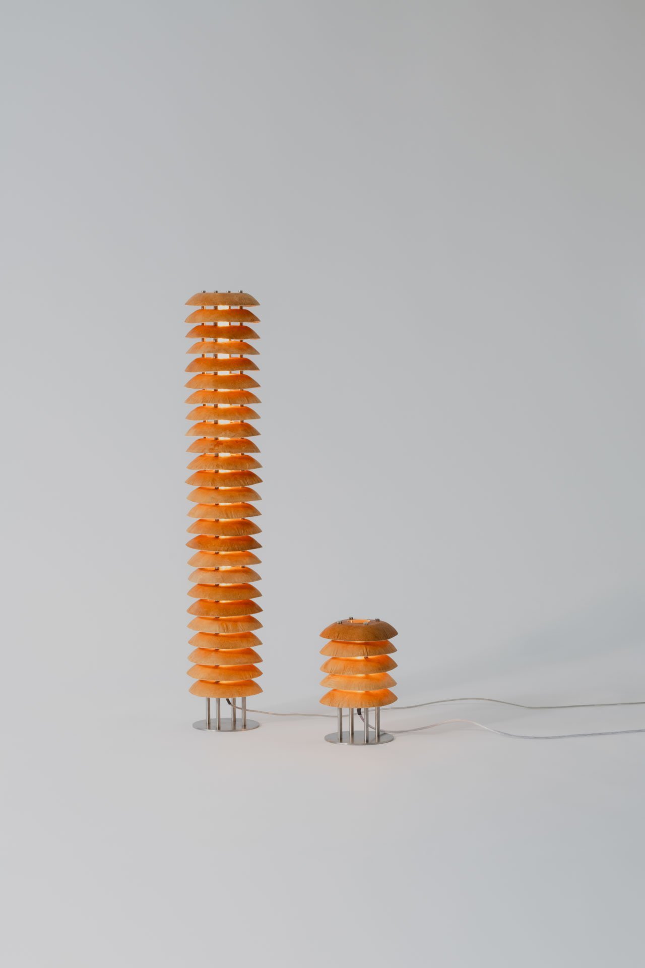 Reishi in The Nordic Light. Centurio Floorlamps by OEO Studio for MycoWorks - Photo by Armin Tehrani.