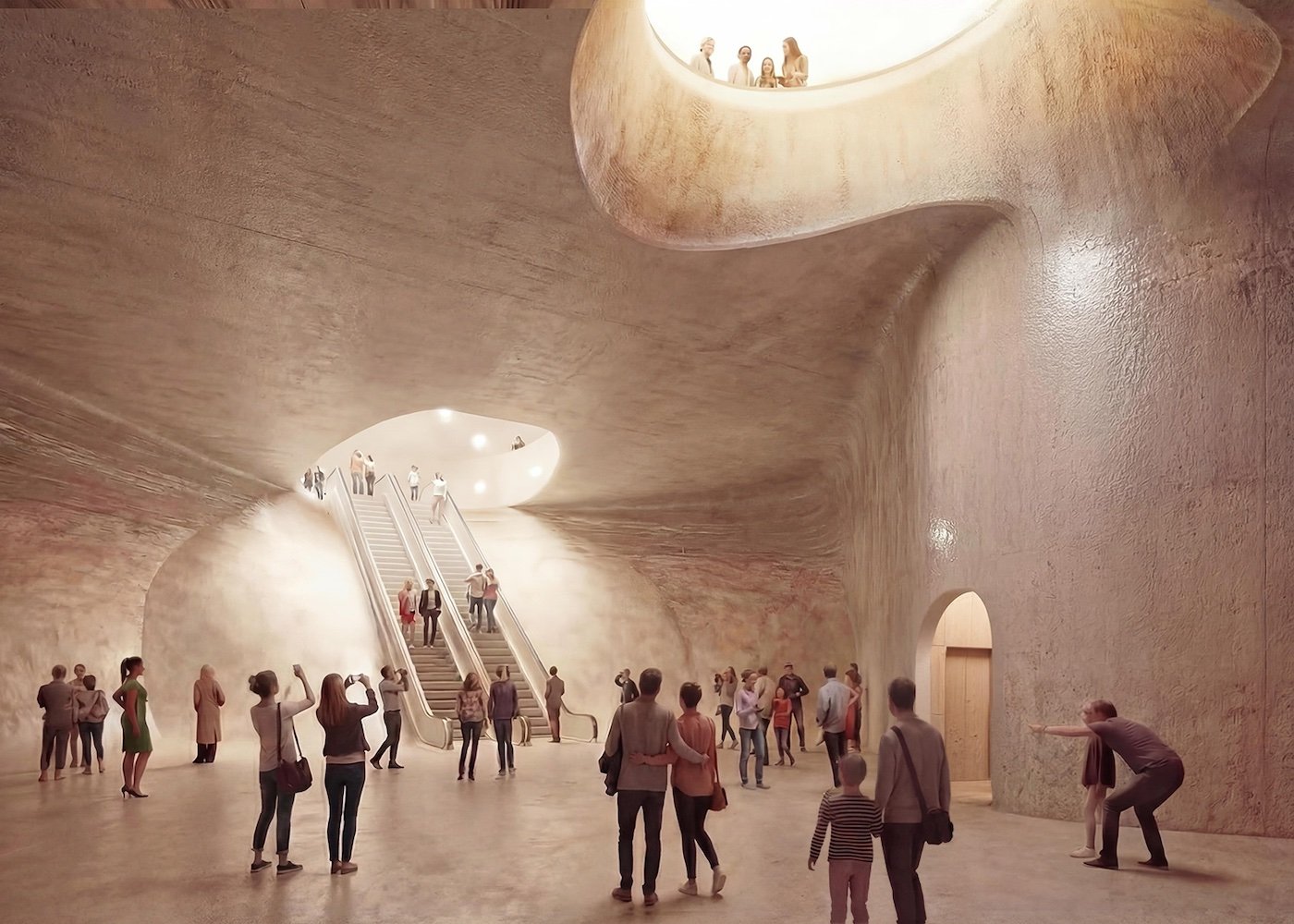 Rotterdam Rocks by MVRDV, Entering the central hall - Visual by MVRDV.