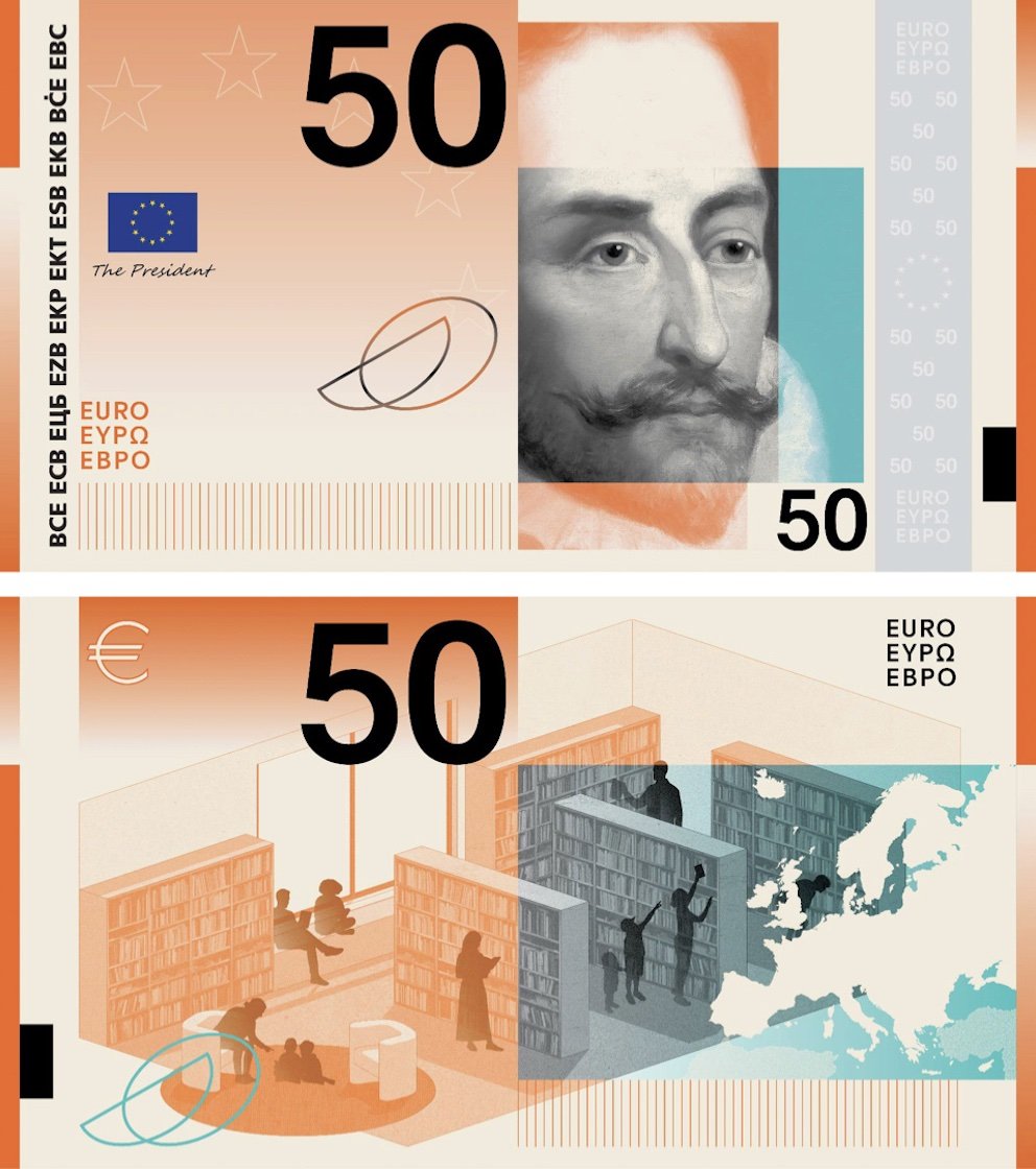 50 Euro banknote redesign by Studio Joost Grootens - Design A - Copyright of The ECB.