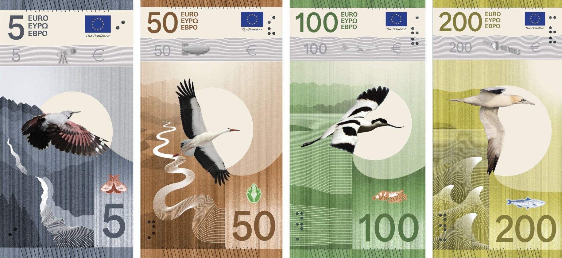 Euro banknote redesigns by Isabelle Daëron - Design I - Copyright of The ECB.