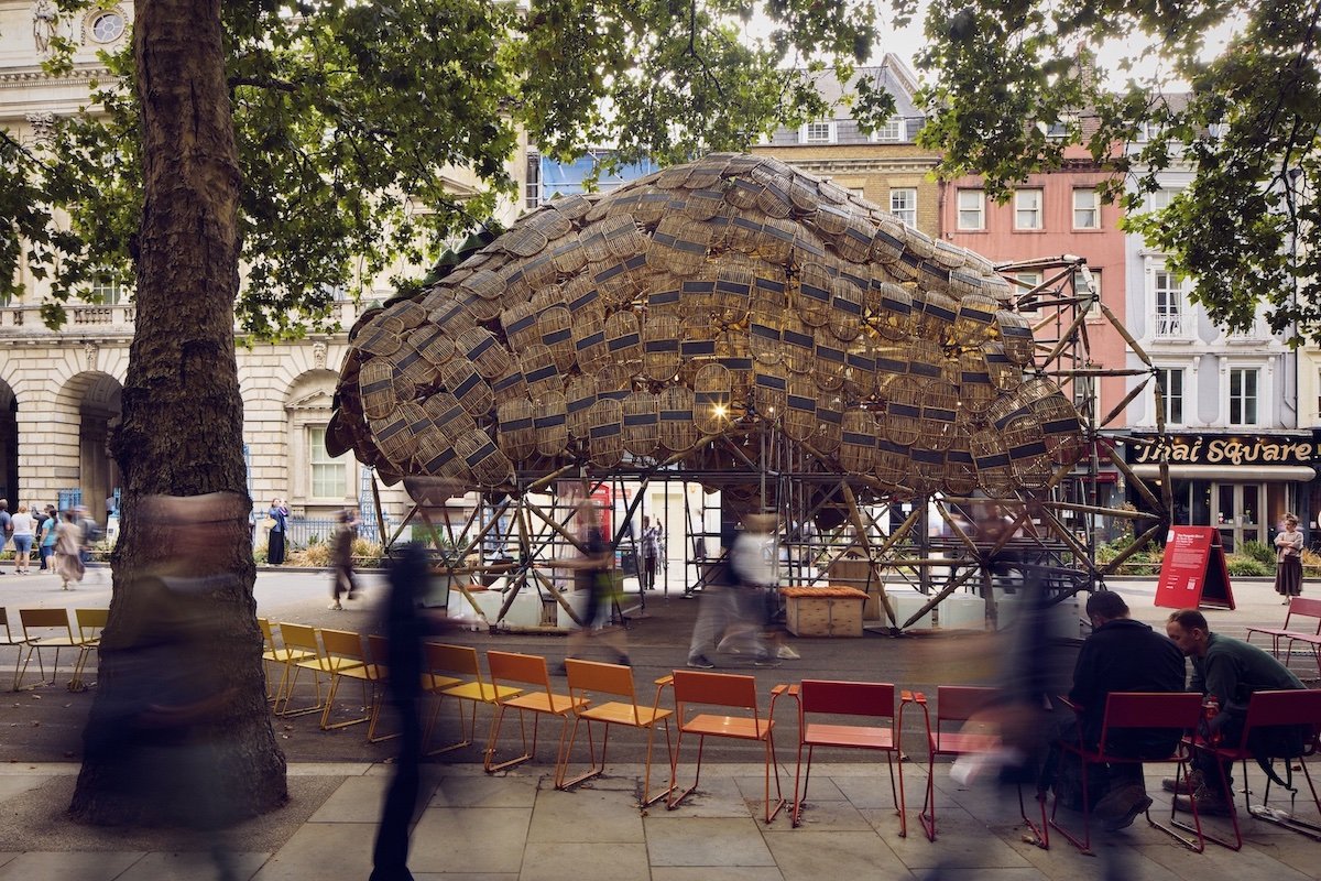 The Pangolin Shield Pavilion by Studio Saar at London Design Festival 2026 - Photo by Mark Cocksedge, courtesy of London Design Festival.
