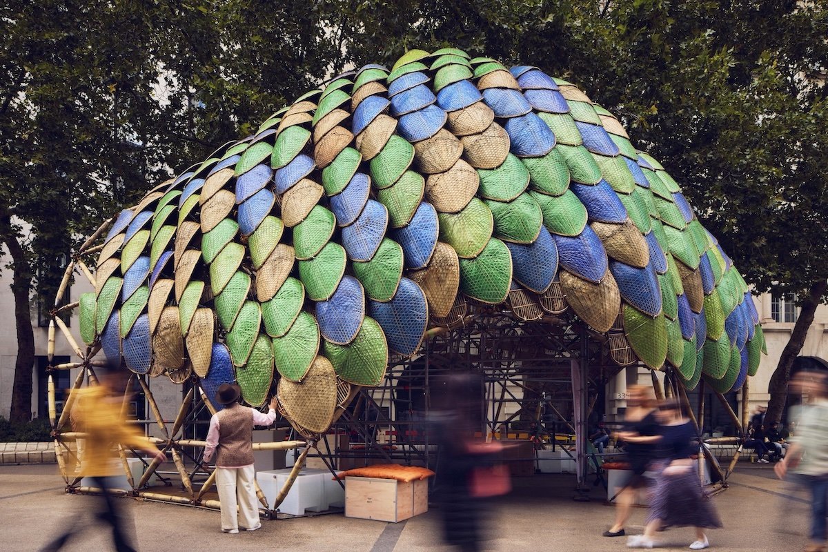The Pangolin Shield Pavilion by Studio Saar at London Design Festival 2026 - Photo by Mark Cocksedge, courtesy of London Design Festival.