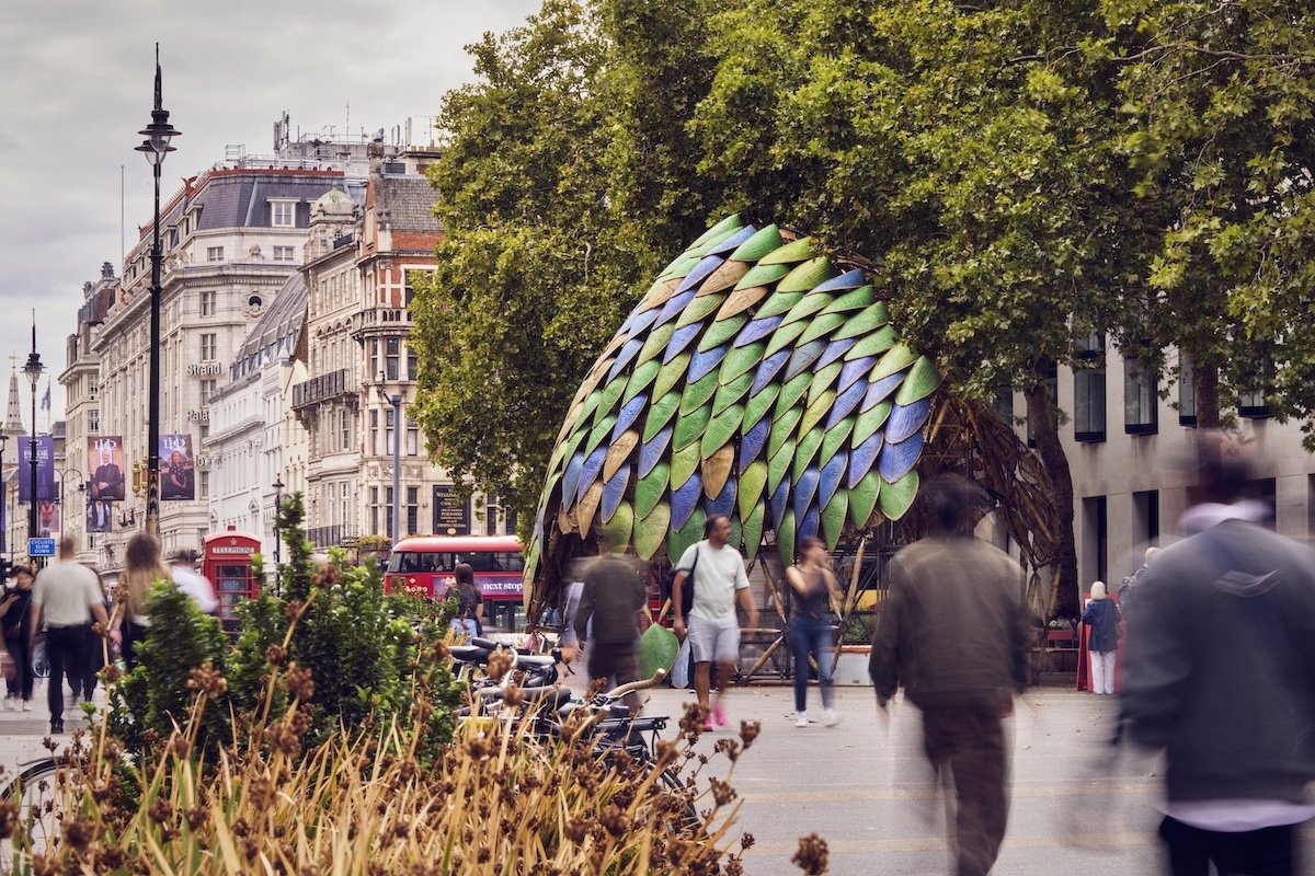 The Pangolin Shield Pavilion by Studio Saar at London Design Festival 2026 - Photo by Mark Cocksedge, courtesy of London Design Festival.