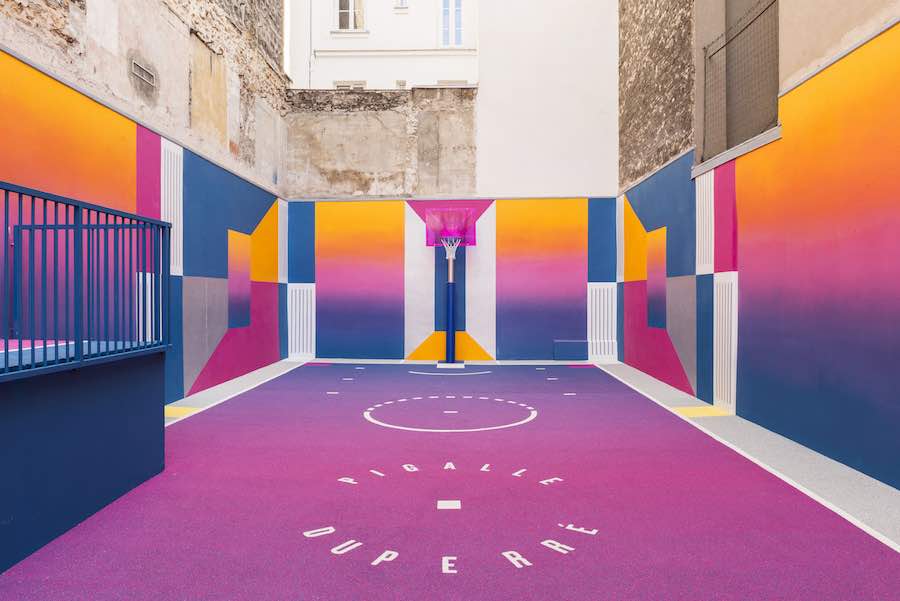 Pigalle basketball court by Ill-Studio in Paris - Photo by Sebastién Michelini; courtesy of Ill-Studio and Pigalle.
