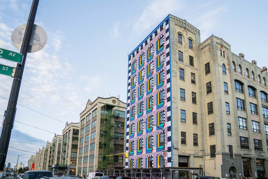 Memphis-inspired mural by Camille Walala for WantedDesign - Photo: courtesy of Industry City.