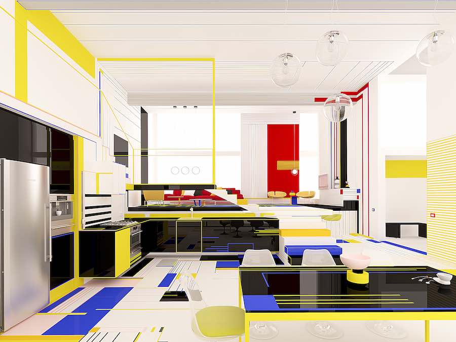Breakfast with Mondrian concept-apartment by Brani & Desi - Photo: courtesy of Brani & Desi.