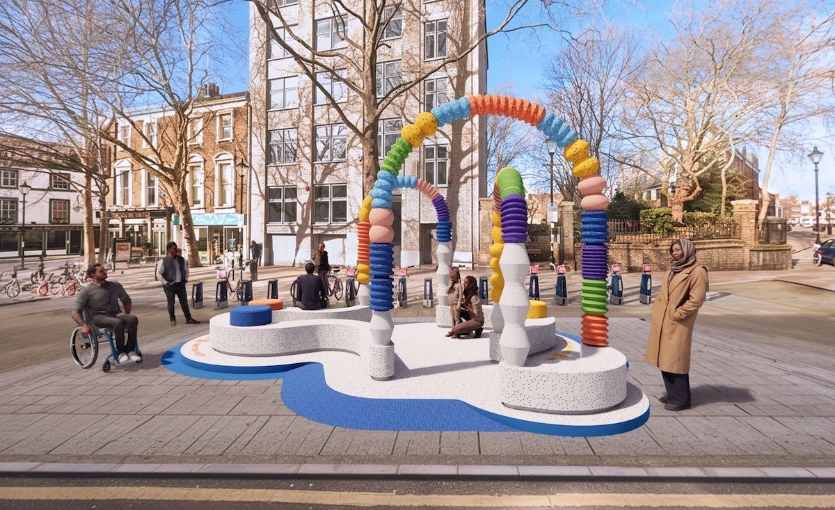 Fountain of Technicolour Beads by One Bite Design at Clerkenwell Design Week 2026 - Courtesy of CDW.